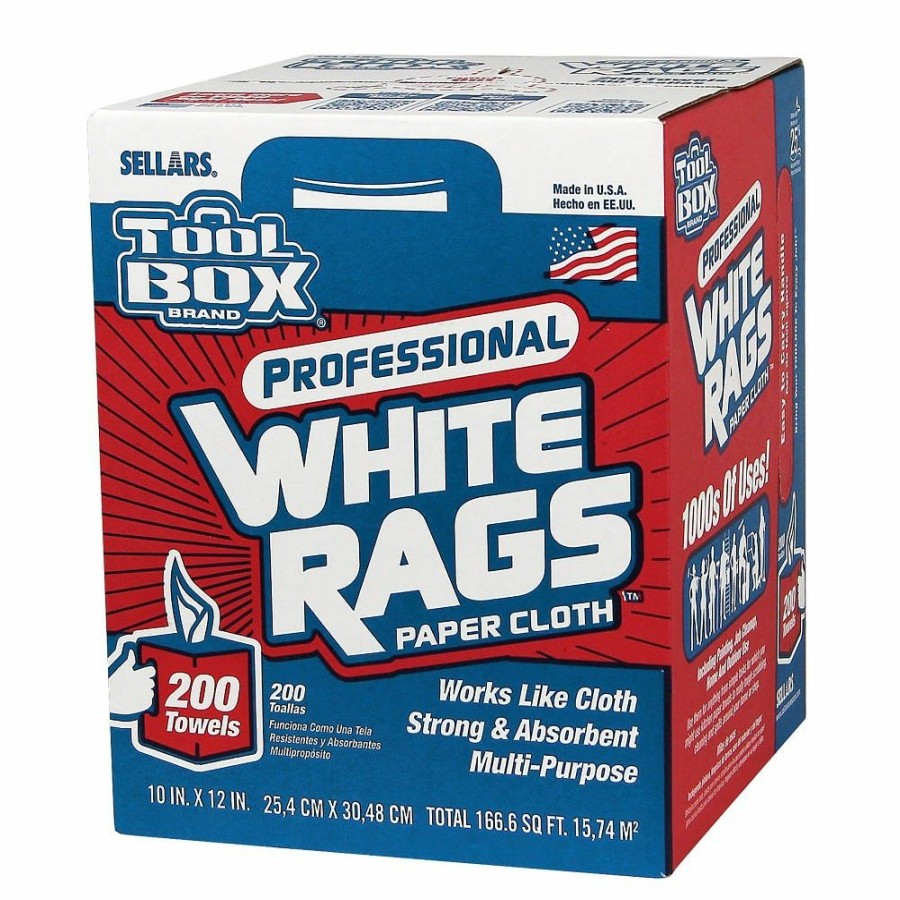 Wholesale Various Brands Tool Box White Rags 200 Count 5820201 Vehicle Cleaners