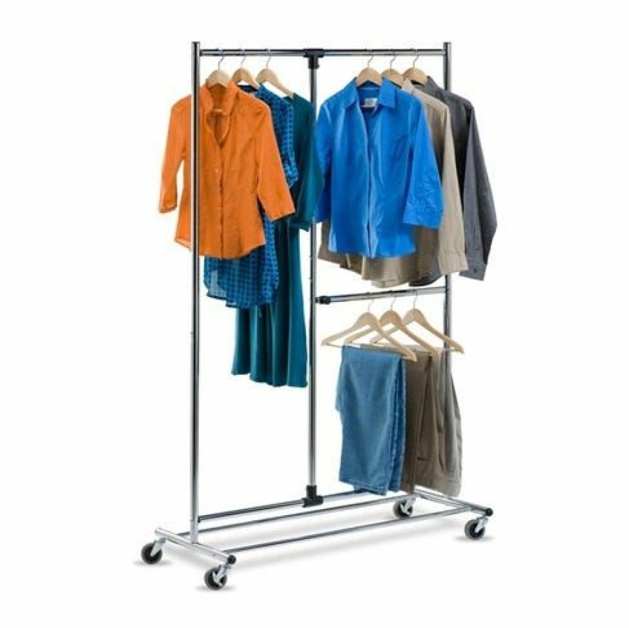 Online Honey-Can-Do Honeycando 80 Dual Bar Chrome Adjustable Garment Rack Gar01702 Laundry Baskets