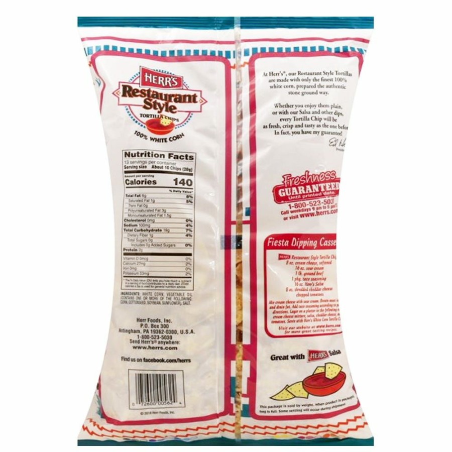 Best Herr'S Restaurant Style White Corn Tortilla Chips, 13 Oz Chips & Crackers