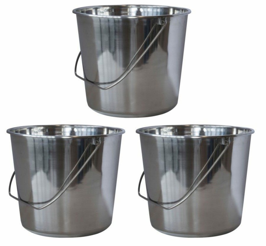 Best Amerihome Medium Stainless Steel Bucket 3 Piece Set Ssb237Set Baskets