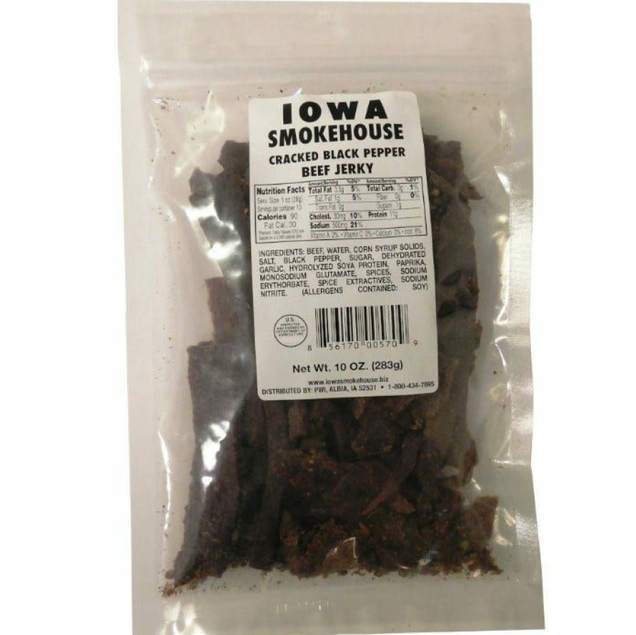 Hot Iowa Smokehouse Cracked Black Pepper Beef Jerky, 10 Oz.