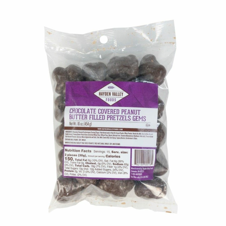 Clearance Hayden Valley Chocolate Covered Peanut Butter Filled Pretzel Gems, 16 Oz. Pretzels