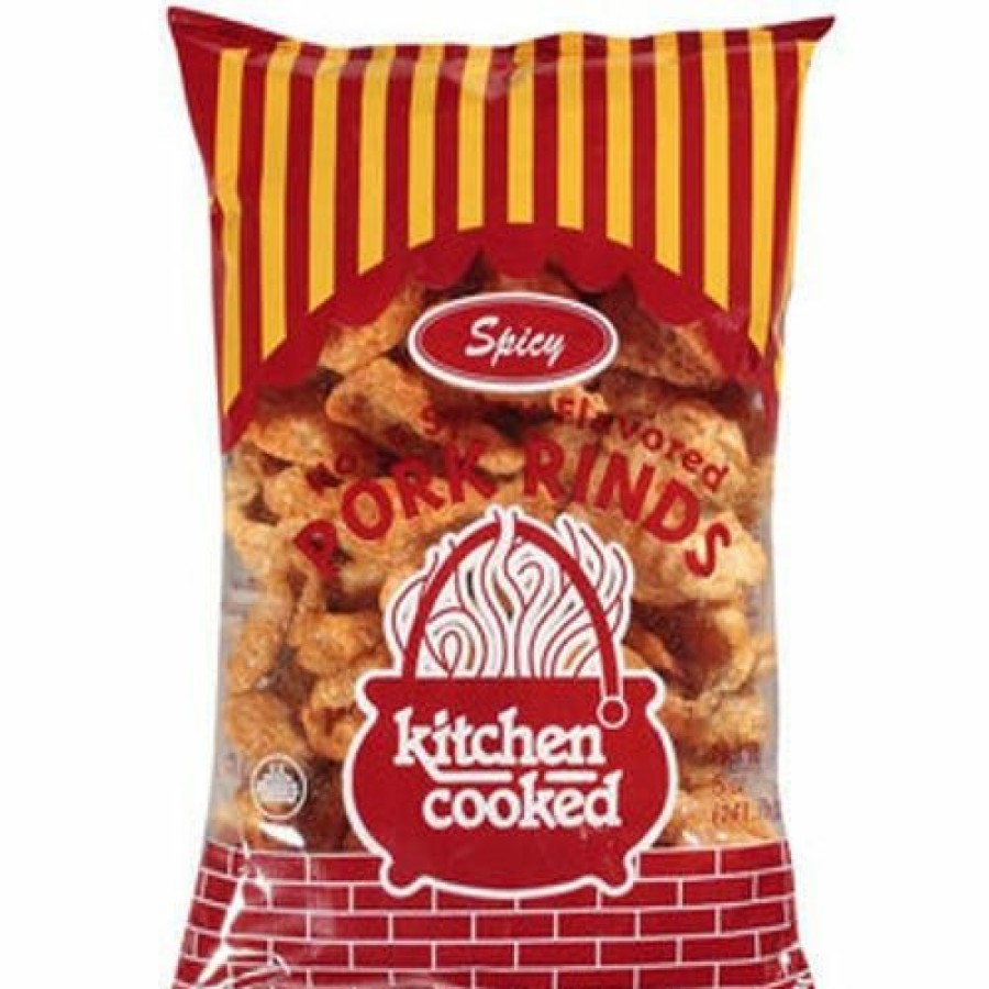 Online Kitchen Cooked Hot N' Spicy Pork Rinds, 5 Oz. Bag Chips & Crackers