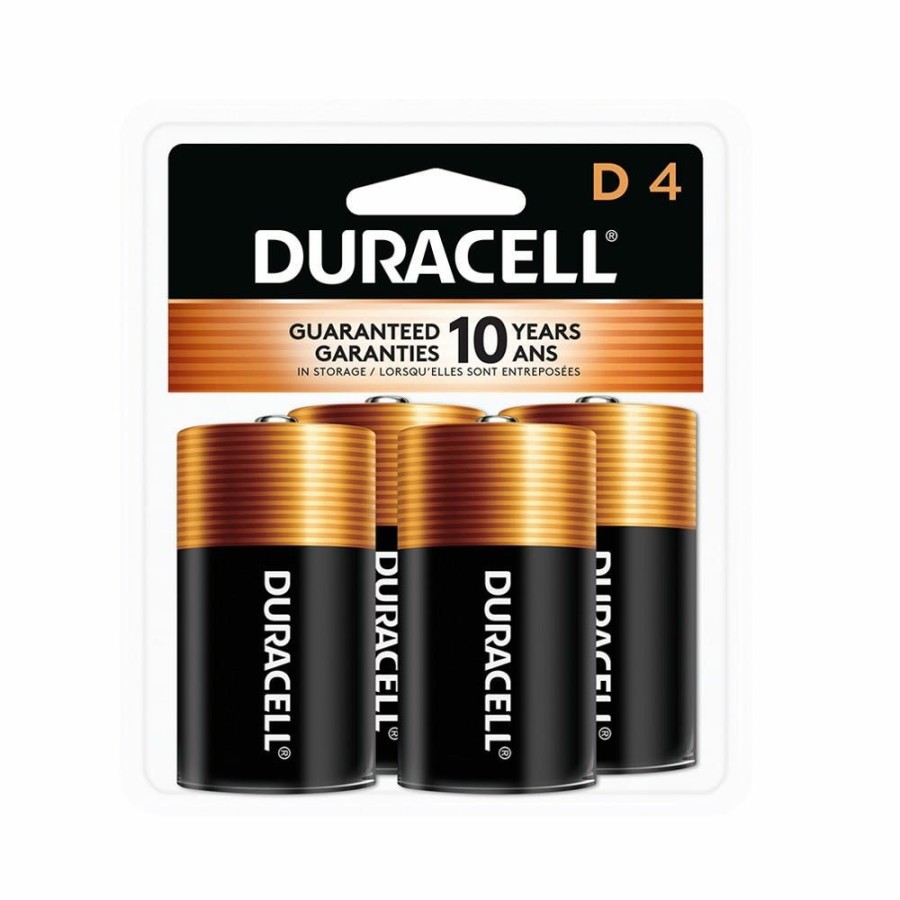 New Duracell Coppertop D Alkaline Batteries, 4 Pack Household Batteries