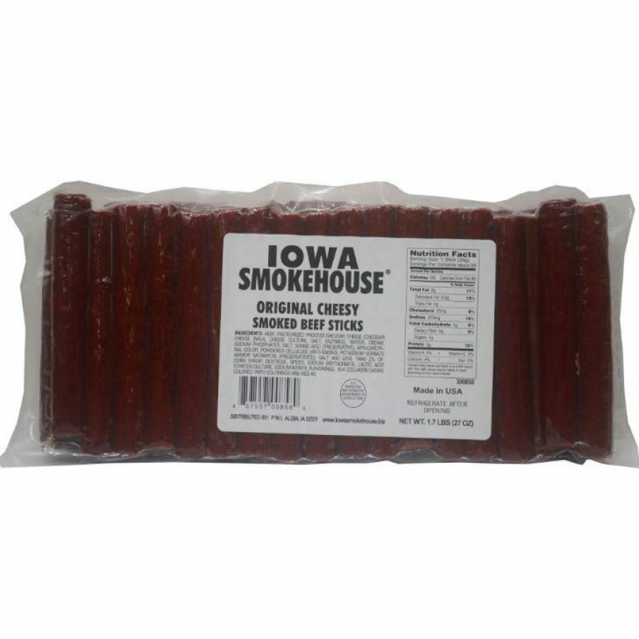 Hot Iowa Smokehouse Original Cheesy Smoked Beef Sticks, 11 Oz. Jerky