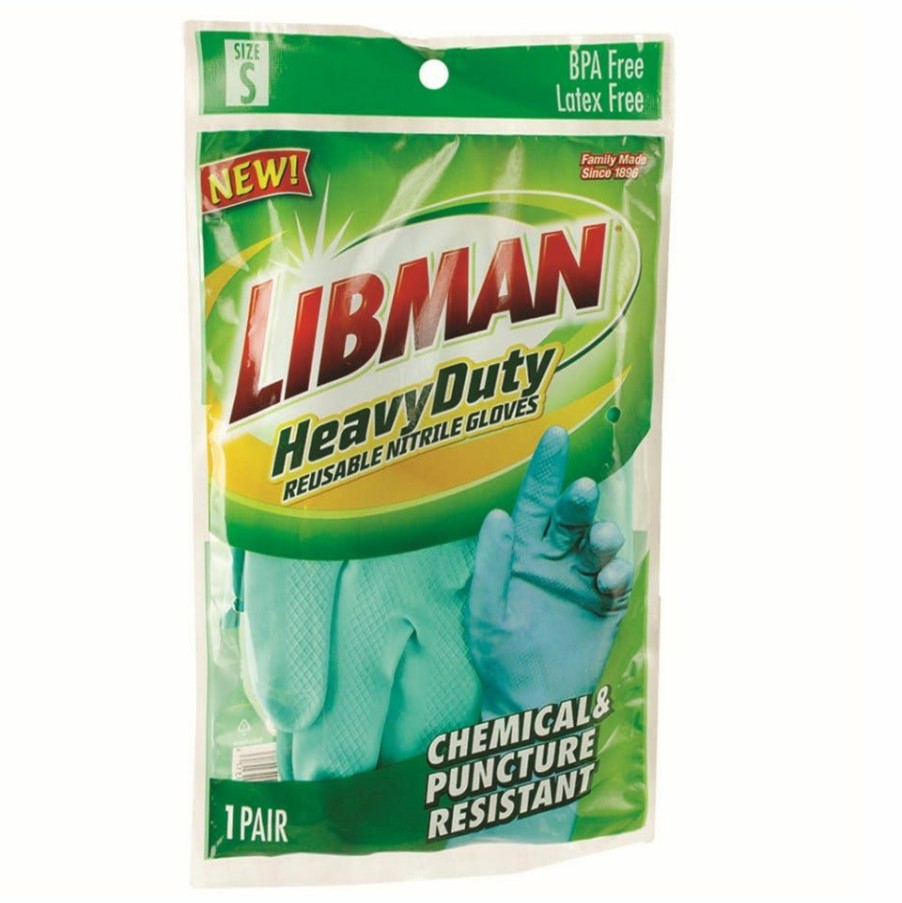 Best Libman Heavy-Duty Reusable Nitrile Gloves 1-Pack, Small Cleaning & Janitorial Supplies