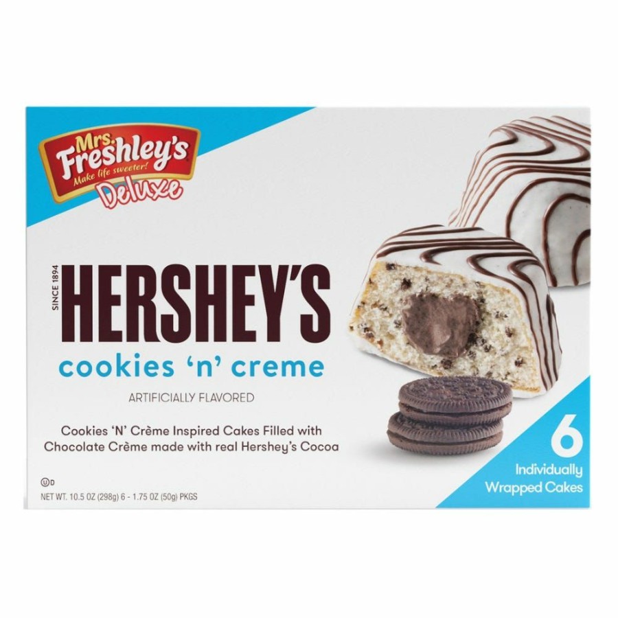 Hot Mrs. Freshley'S Deluxe Hershey'S Cookies 'N' Creme Snack Cakes, 6 Count Novelty Treats