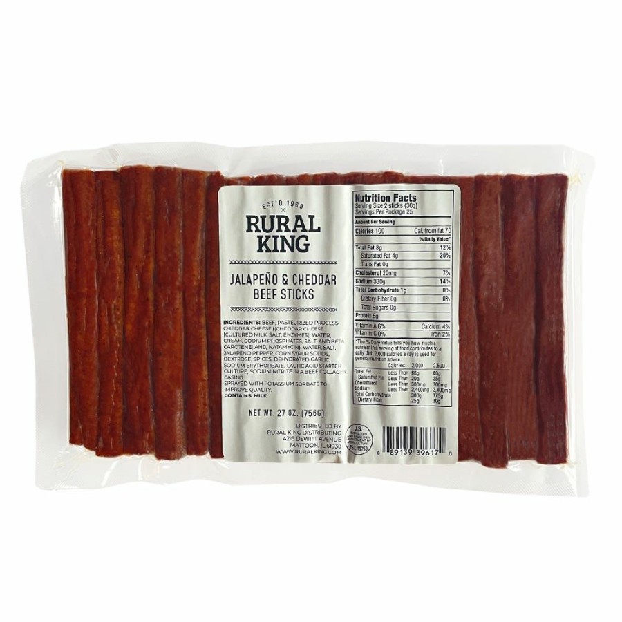 Hot Rural King 27Oz Cheese Jalapeno Beef Sticks Jerky