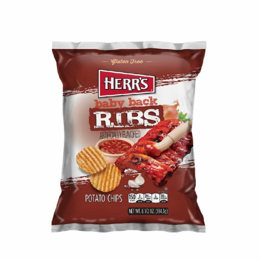 New Herr'S Baby Back Rib Chips, 6.5 Oz Chips & Crackers