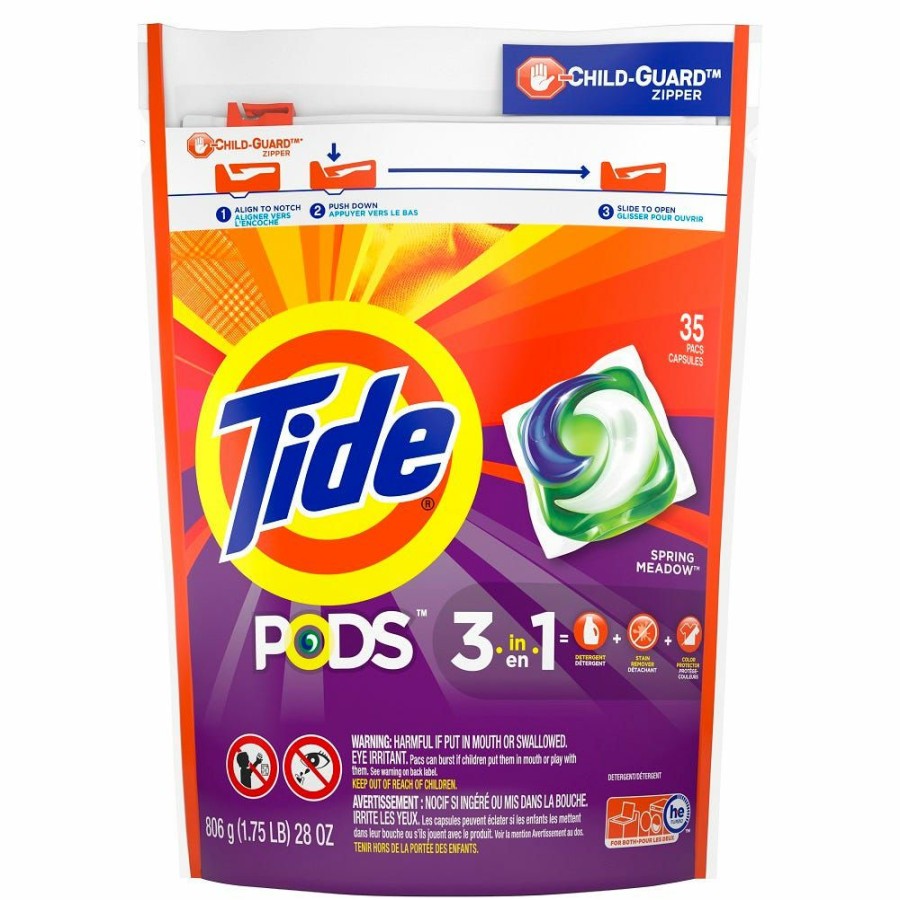 Clearance Tide Pods Liquid Detergent Pacs Spring Meadow 35 Count 50963 Laundry Detergent