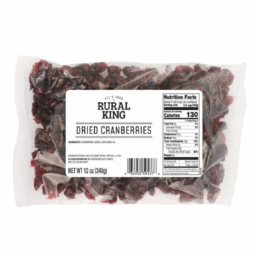 New Rural King Dried Cranberries, 12 Oz. Dried Fruit