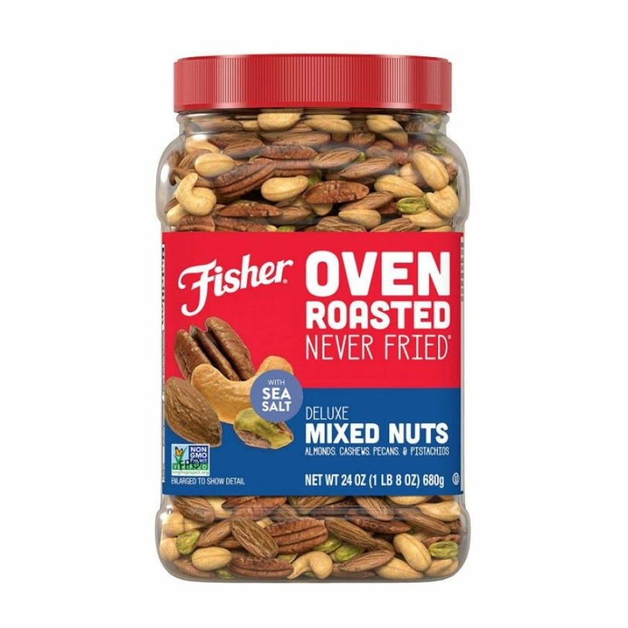 Wholesale Fisher Oven Roasted Never Fried Deluxe Mixed Nuts, 24 Oz. Almonds