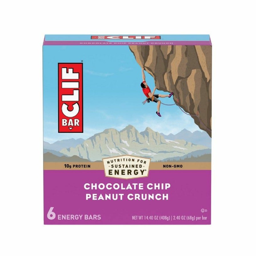 Hot Clif Bar Chocolate Chip Peanut Crunch, 6 Count Granola & Snack Bars