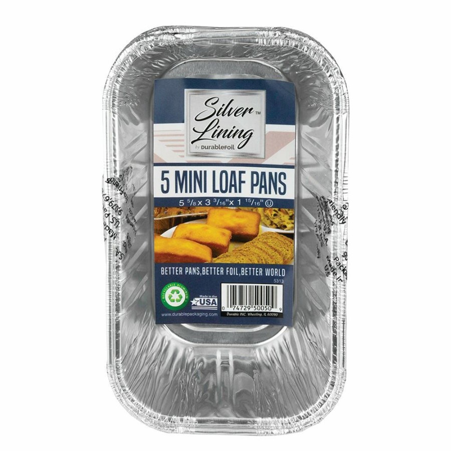 Clearance Silver Lining Aluminum Mini Loaf Pans 5 Pack 49770155 Disposable Kitchenware