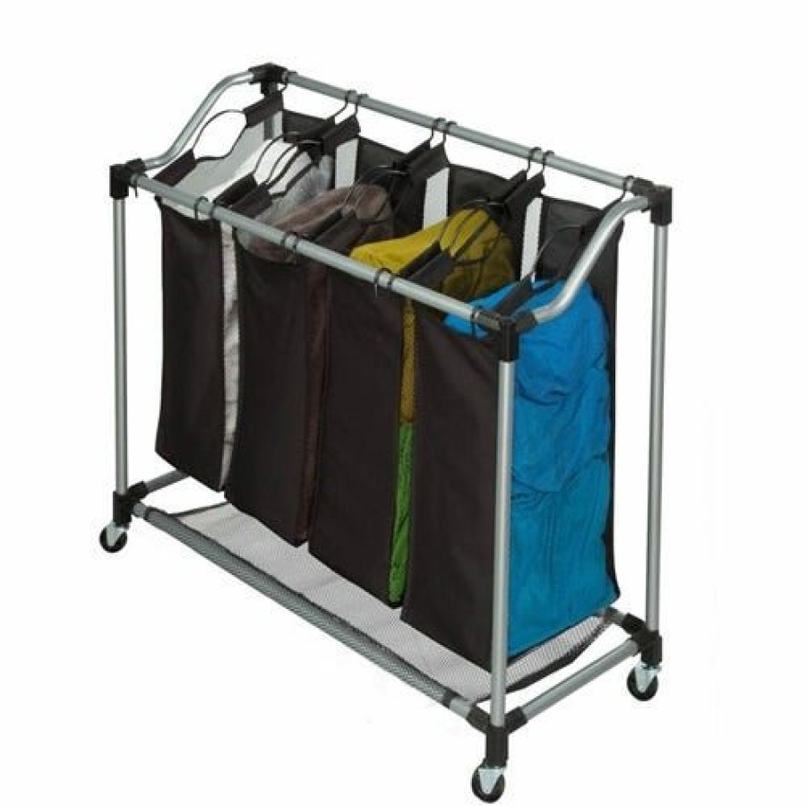 Clearance Honey-Can-Do Honeycando Steel Elite Quad Laundry Sorter Srt01682 Laundry Baskets