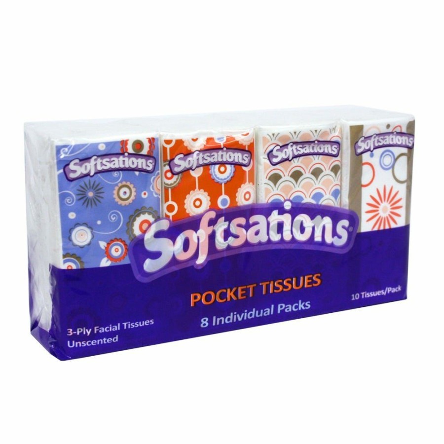 New Nicole Home Collection Softsations Pocket Tissues Packs, 8 Count 02074 Facial Tissue