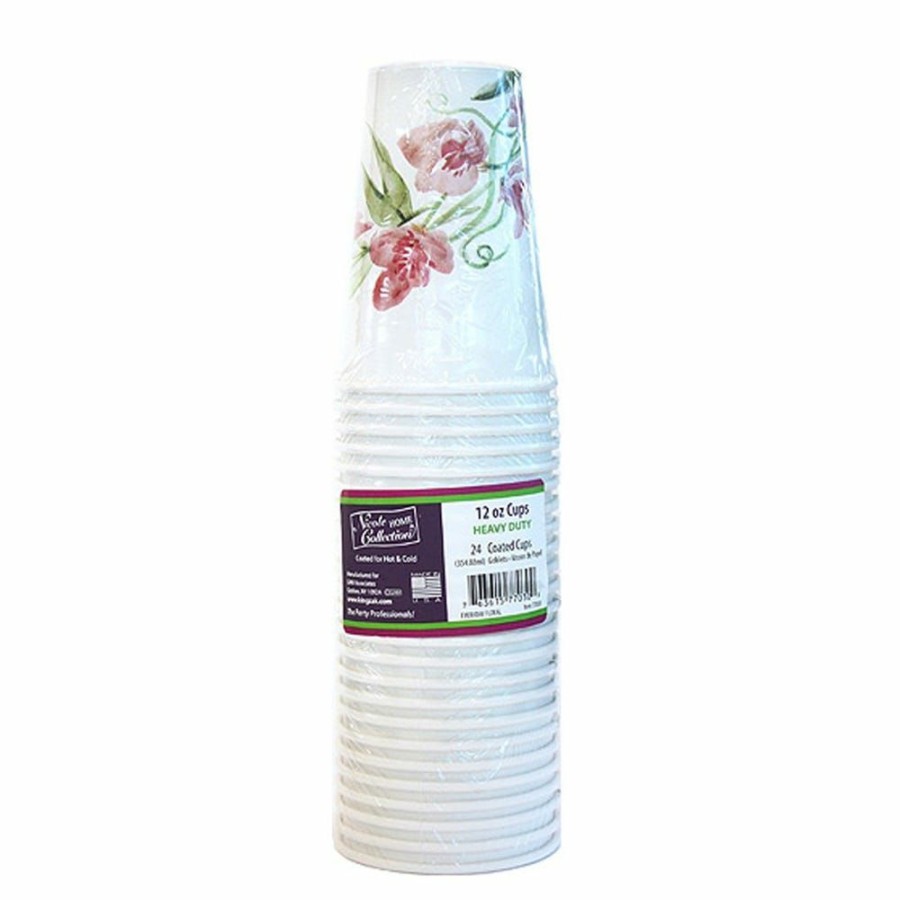 New Nicole Home Collection Hot / Cold Paper Cups Pink Floral, 24 Count 77030 Disposable Kitchenware