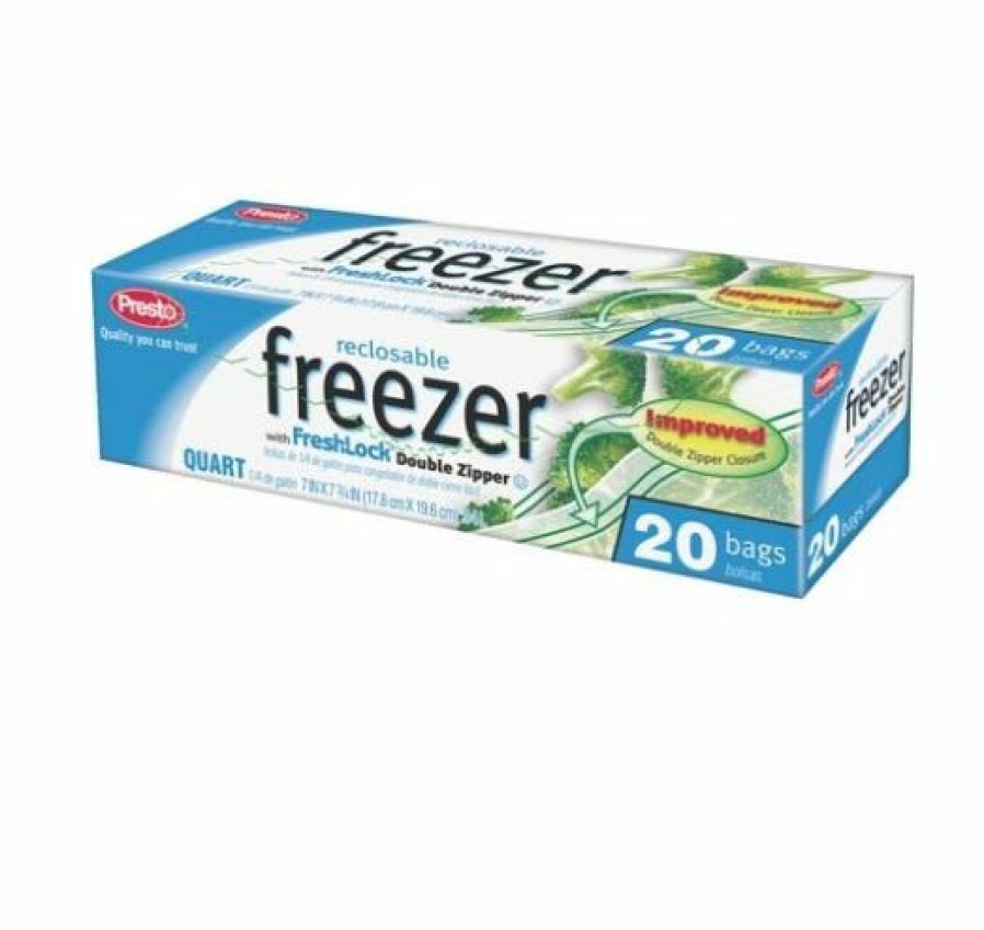 Best Presto Zipper Reclosesable Quart Freezer Bags 20 Count 20Ctqtfr Food Storage