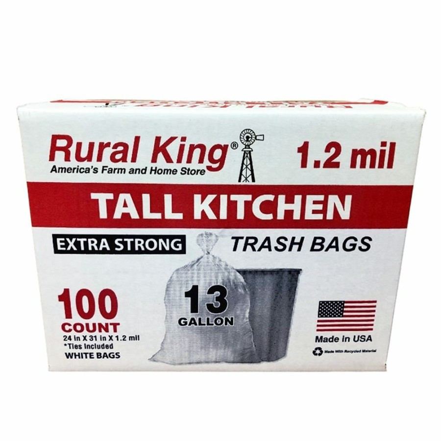 Hot Rural King Extra Strong Tall Kitchen 13 Gallon Trash Bags, 100 Count