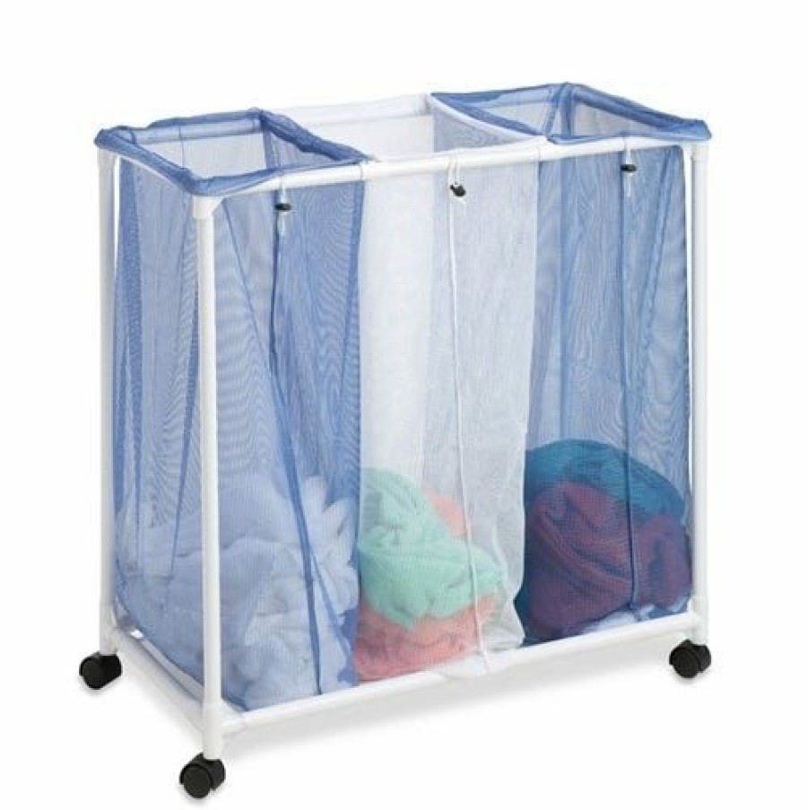 New Honey-Can-Do Honeycando 3Bag Mesh Rolling Hamper Hmp01629 Laundry Baskets