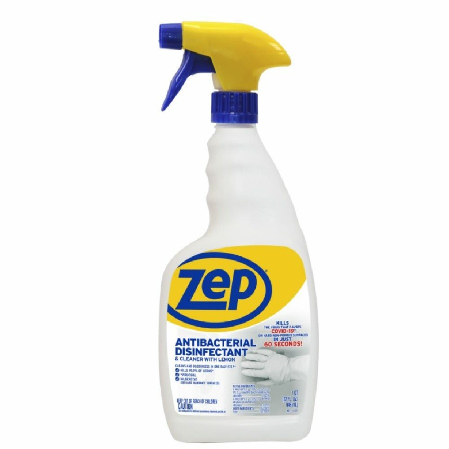 New Zep Antibacterial Disinfectant & Cleaner With Lemon, 32 Oz Zubac32 Surface Cleaners