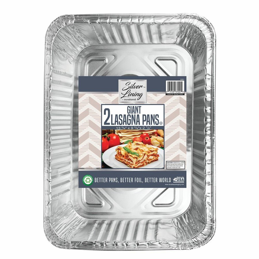 Best Silver Lining Aluminum Giant Lasagna Pans 2 Pack 56430019 Disposable Kitchenware