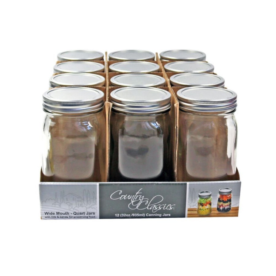 Online Country Classic 12 Pk. 1 Quart (32Oz.) Glass Canning Jar Cccj-132-12Pk Canning Jars, Bands & Lids