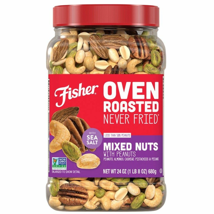 Hot Fisher Oven Roasted Never Fried Mixed Nut'S With Peanuts, 24 Oz. Mixed Nuts