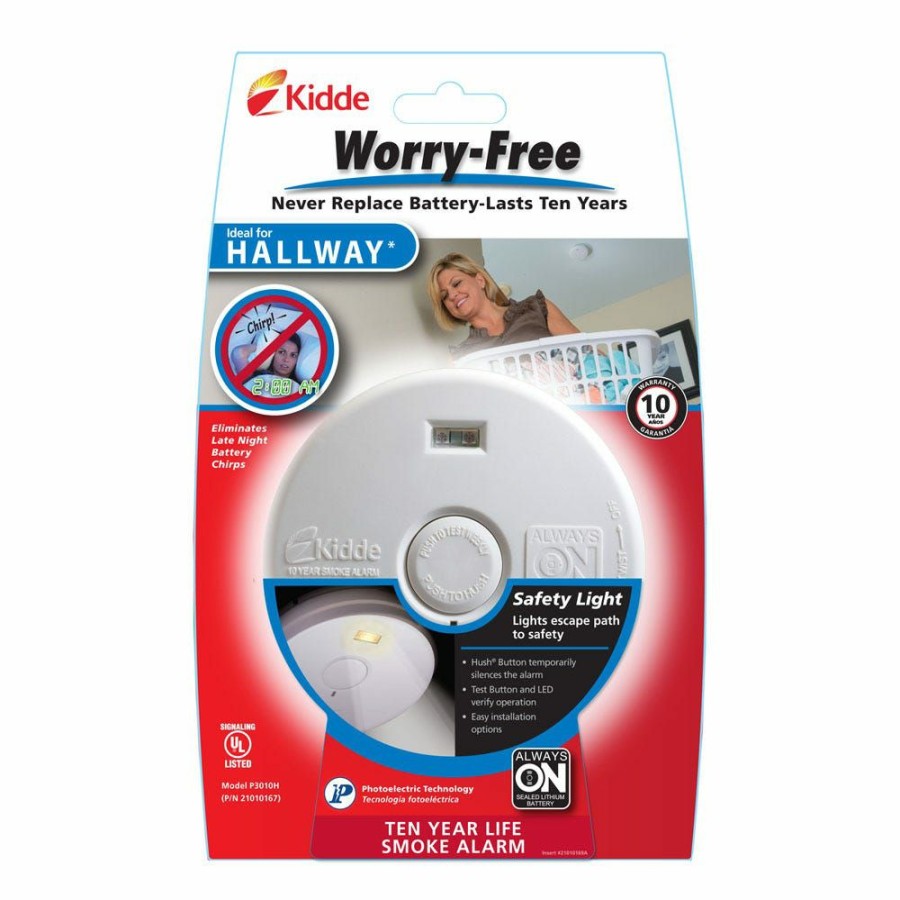 Online Kidde P3010H Worry-Free Hallway 10 Yr Sealed Battery Smoke Alarm 21010167 Detectors & Alarms