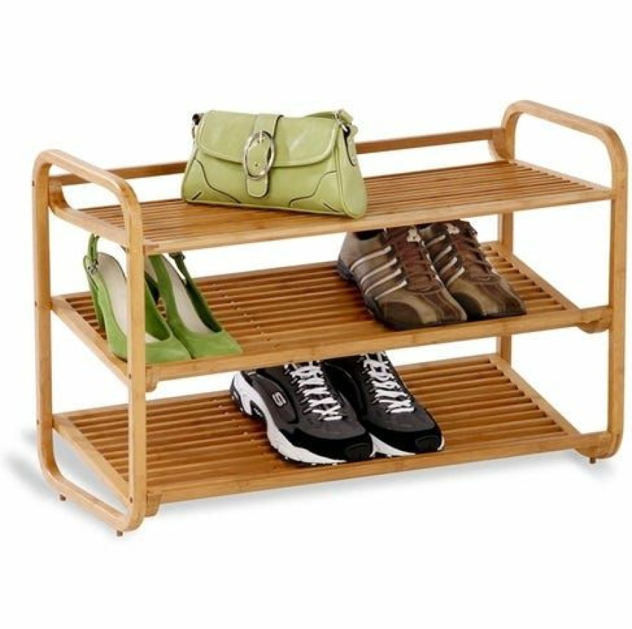 Clearance Honey-Can-Do Honeycando 3Tier Deluxe Bamboo Shoe Storage Rack Sho01599 Closet Organization