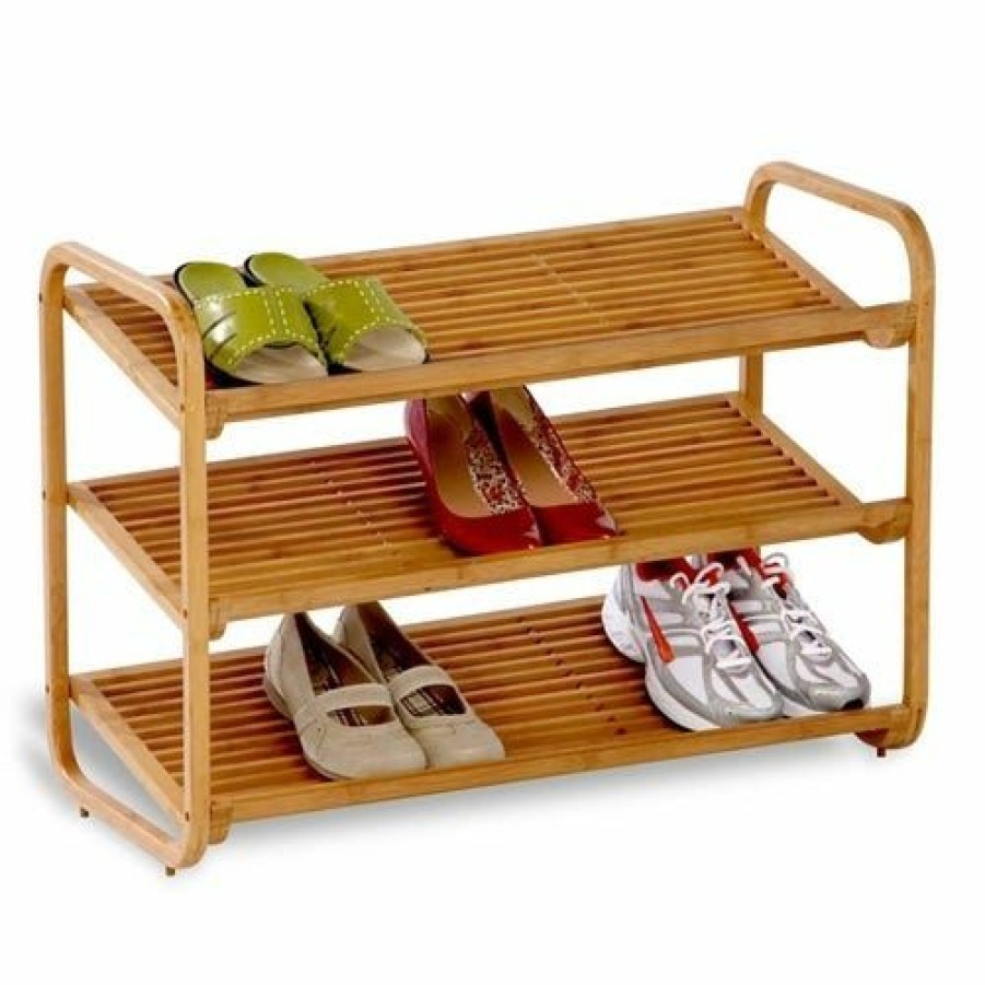 Clearance Honey-Can-Do Honeycando 3Tier Deluxe Bamboo Shoe Storage Rack Sho01599 Closet Organization