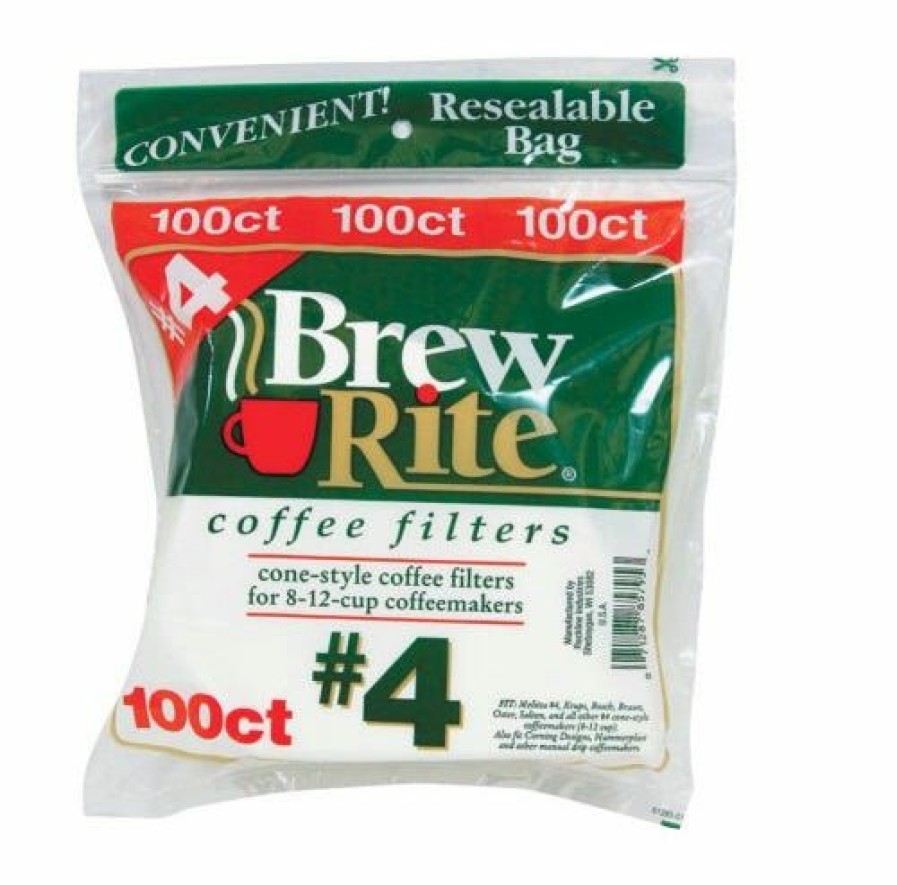 Best Brew Rite White No 4 Cone Style Coffee Filters 100 Count Coffee Supplies