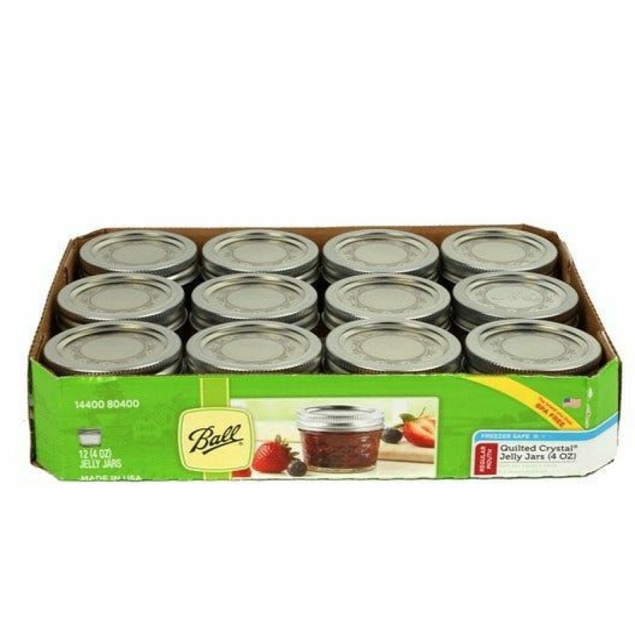 Online Ball 1/4 Pint Size Quilted Crystal 4 Oz. Jelly Jars, 12 Pack 1440080400 Canning Jars, Bands & Lids